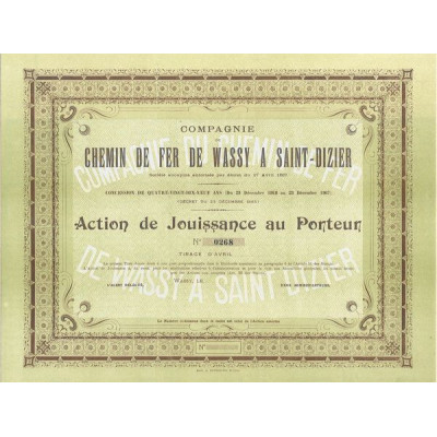 Cie du Chemin de Fer de Wassy à Saint-Dizier (Act Jouissance) (blanquette)