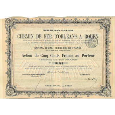Cie du Chemin de Fer d'Orléans à Rouen (Act)