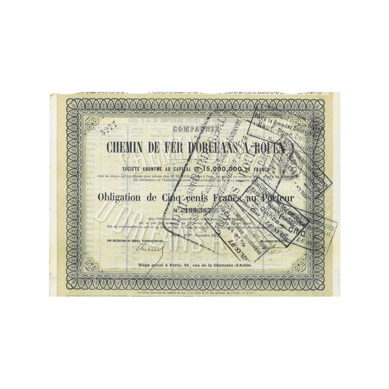 Cie du Chemin de Fer d'Orléans à Rouen (Obl)