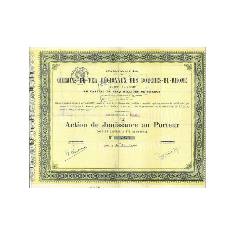 Cie des Chemins de Fer Régionaux des Bouches-du-Rhône (Act Jouissance)