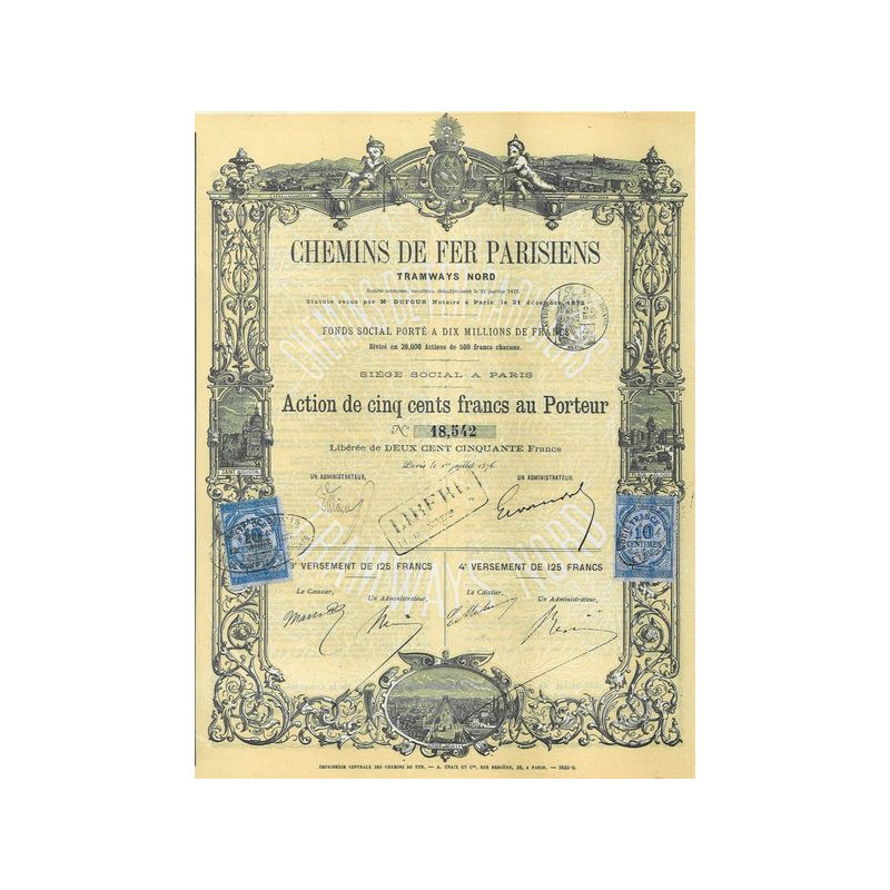 Chemins de Fer Parisiens - Tramways Nord - 1876