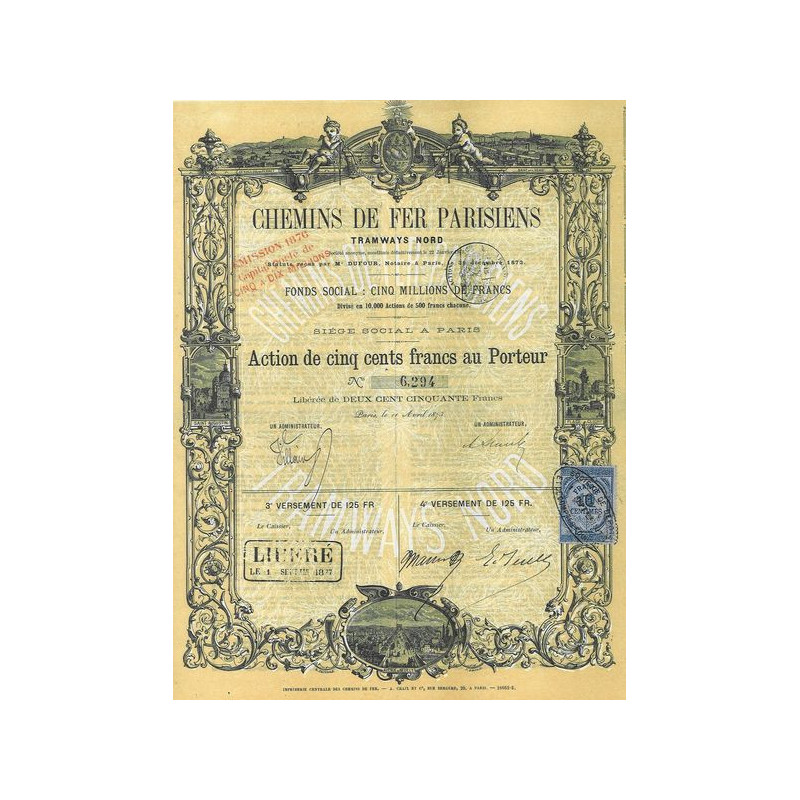 Chemins de Fer Parisiens - Tramways Nord - 1873