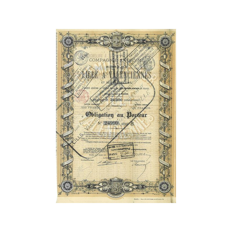 Cie Anonyme du Chemin de Fer de Lille à Valenciennes et ses Extensions (Obl)