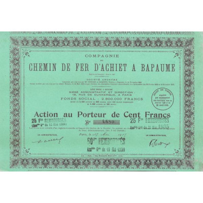 Cie du Chemin de Fer d'Achiet à Bapaume