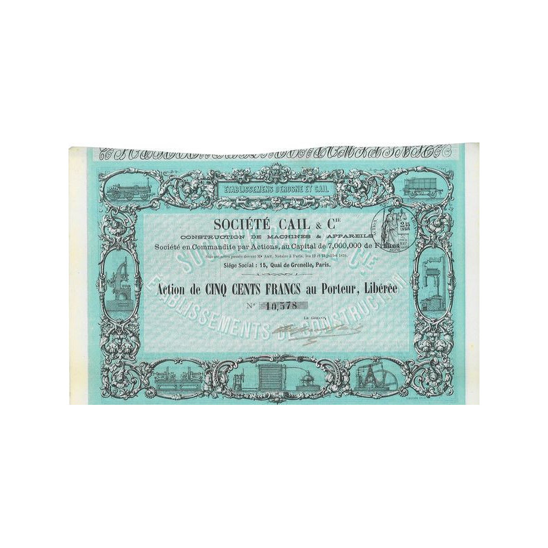 Ets Derosne et Cail - Sté Cail & Cie (Act)