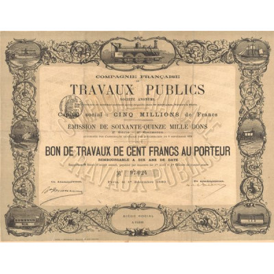 Cie Française de Travaux Publics (Bon de Travaux de 100 F)