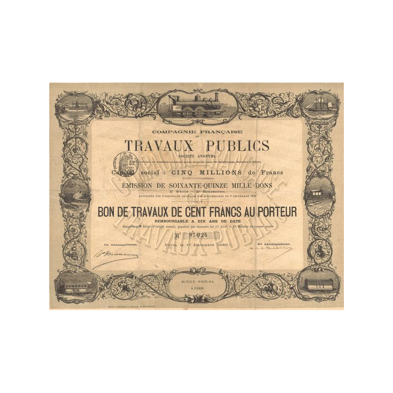 Cie Française de Travaux Publics (Bon de Travaux de 100 F)