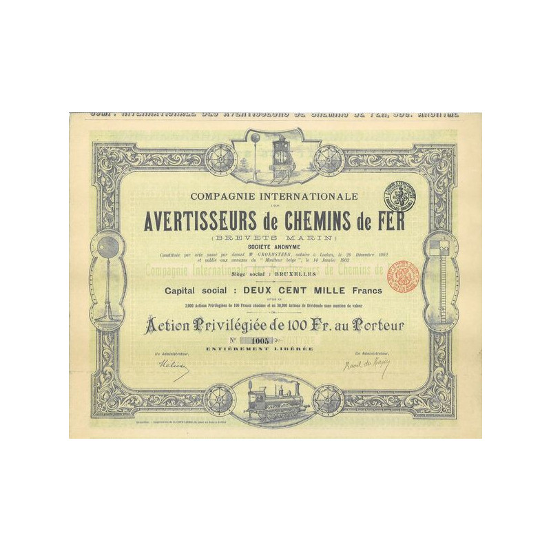 Cie Internationale de Avertisseurs de Chemins de Fer (Brevets Marin)