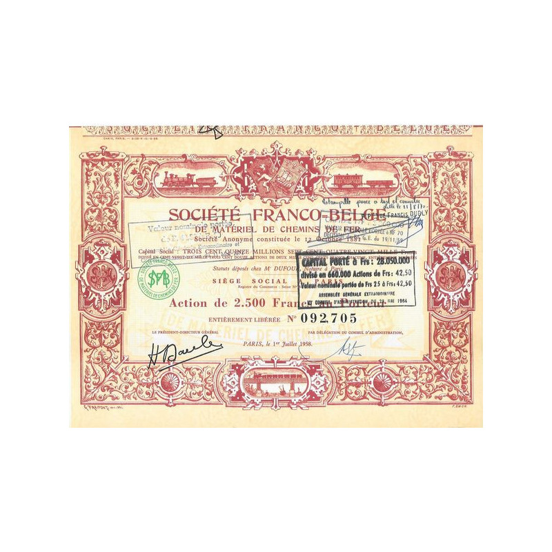 Sté Franco-Belge de Matériel de Chemins de Fer (Act 2500 F)