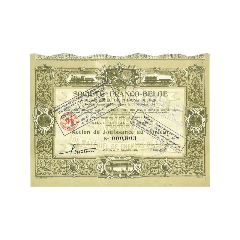 Sté Franco-Belge de Matériel de Chemins de Fer (Act Jouissance)