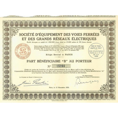 Sté d'Equipement des Voies ferrées et des Grands Réseaux Electriques (PB "B")