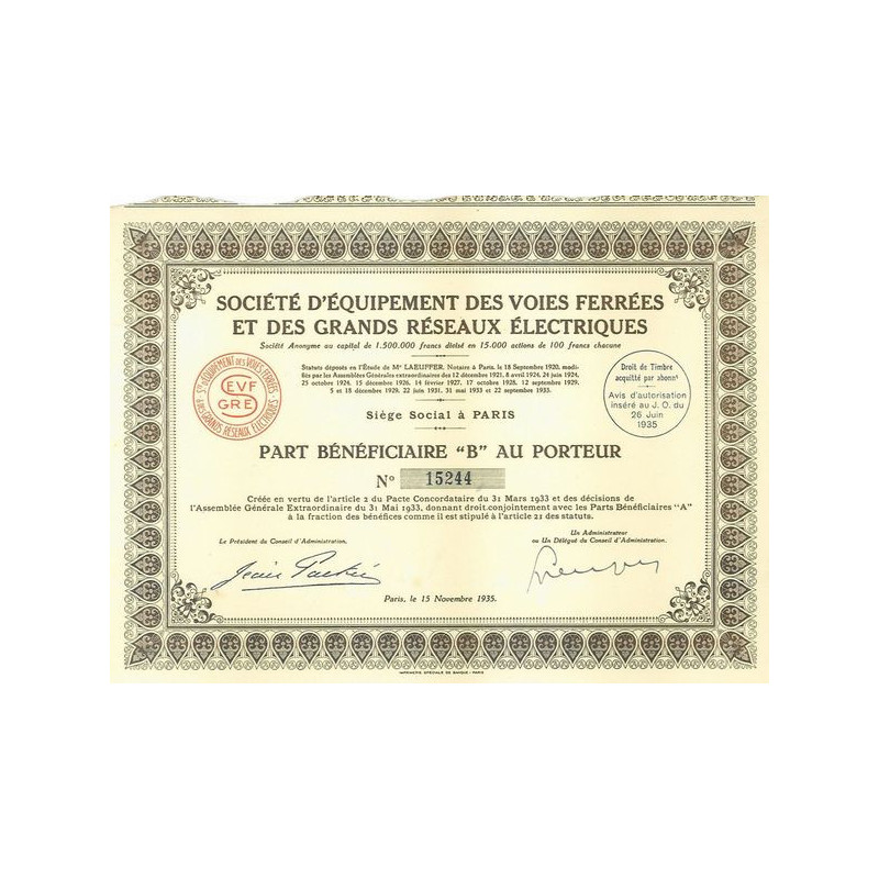 Sté d'Equipement des Voies ferrées et des Grands Réseaux Electriques (PB "B")