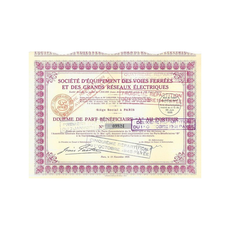 Sté d'Equipement des Voies ferrées et des Grands Réseaux Electriques (10ème PB "A")