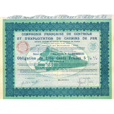 Cie Française de Contrôle et d'Exploitation de Chemins de Fer (Obl 500 F 5 1/2 %)