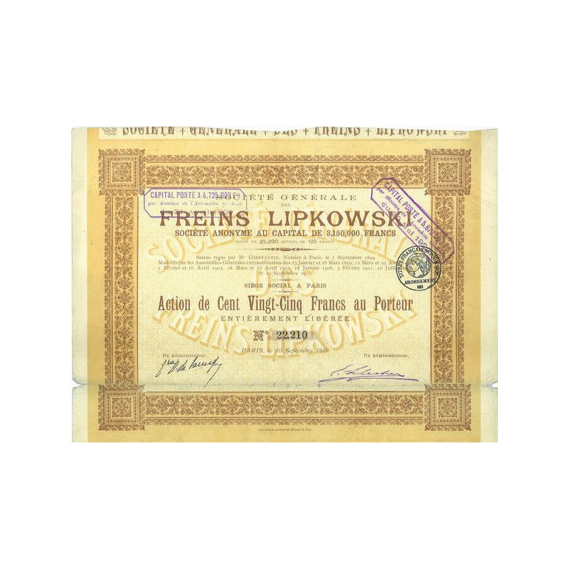 Sté Gale des Freins Lipkowski (Act)(1919)