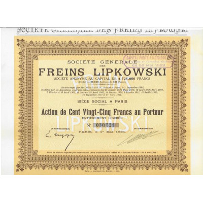 Sté Gale des Freins Lipkowski (Act)(1921)