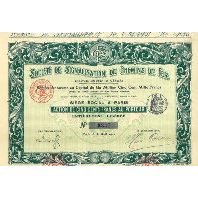 Sté de Signalisation de Chemins de Fer (Brevets Cousin et César)
