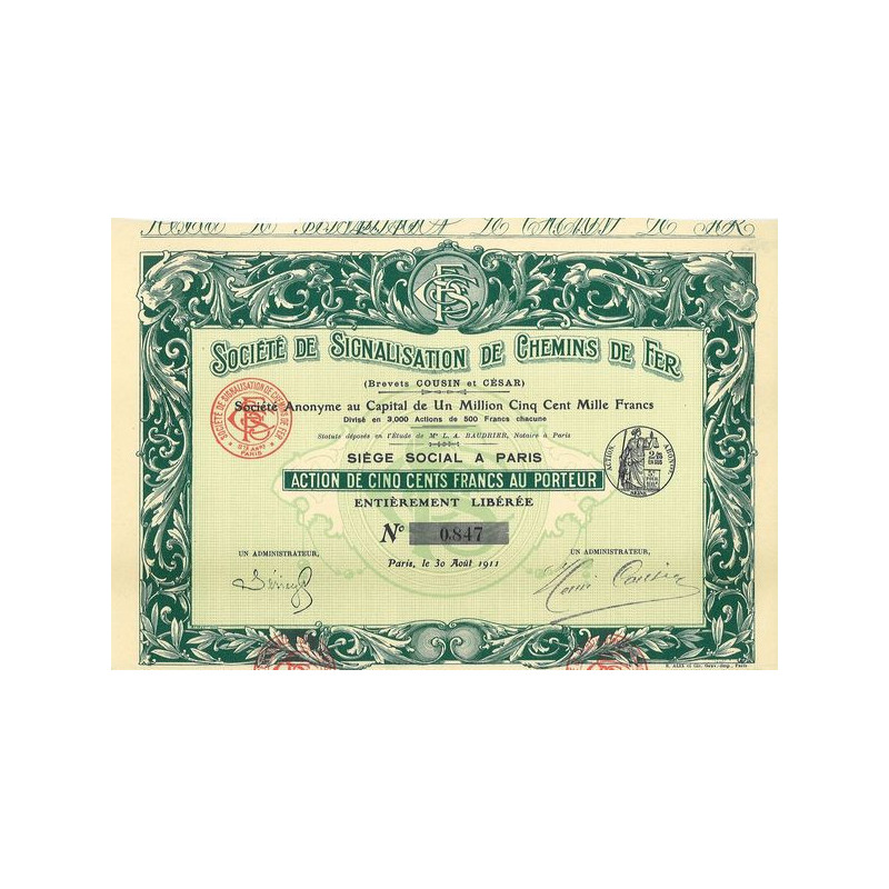 Sté de Signalisation de Chemins de Fer (Brevets Cousin et César)