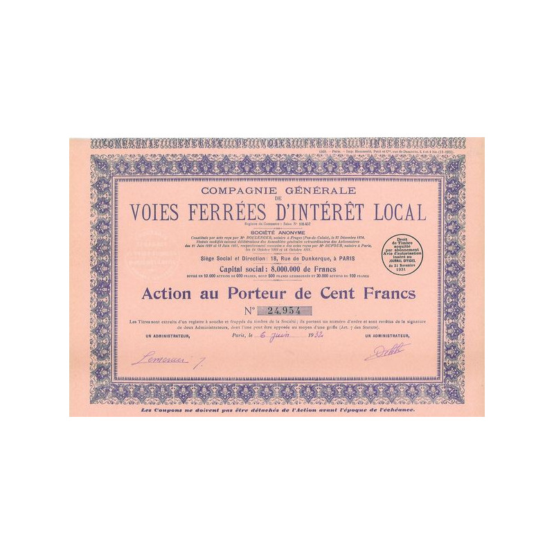 Cie Gale de Voies Ferrées d'Intérêt Local