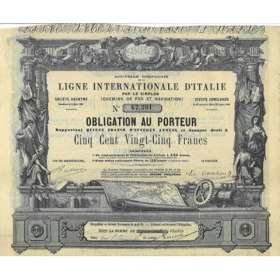 Nlle Cie de la Ligne Internationale d'Italie par le Simplon (Chemins de Fer et Navigation)
