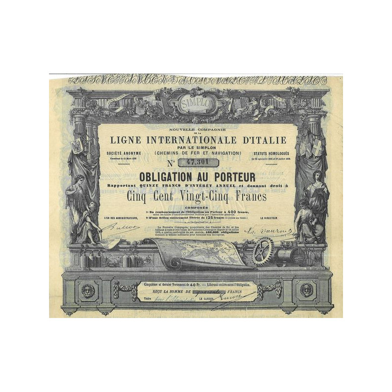 Nlle Cie de la Ligne Internationale d'Italie par le Simplon (Chemins de Fer et Navigation)