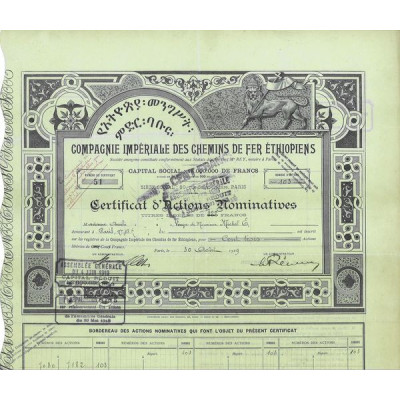Cie Impériale des Chemins de Fer Ethiopiens (Certif Act Nomin)