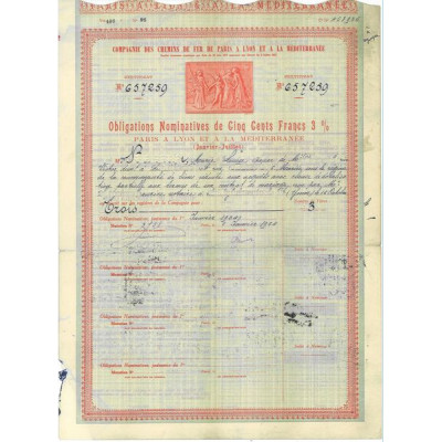 Chemins de Fer de Paris à Lyon et à la Méditerranée (Obl nomin)