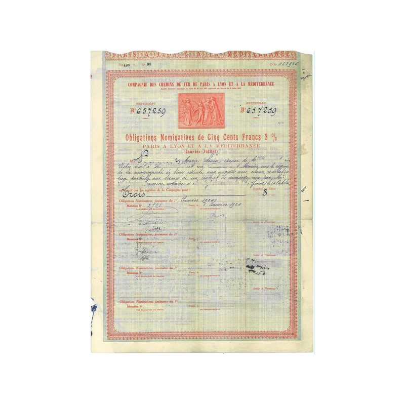 Chemins de Fer de Paris à Lyon et à la Méditerranée (Obl nomin)