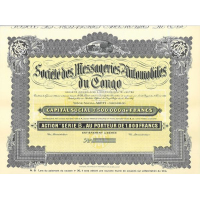 Sté des Messageries Automobiles du Congo (Série B)(blanquette)