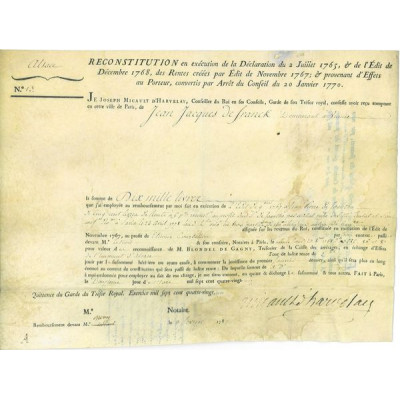 Rente sur l'Emprunt d'Alsace 1768