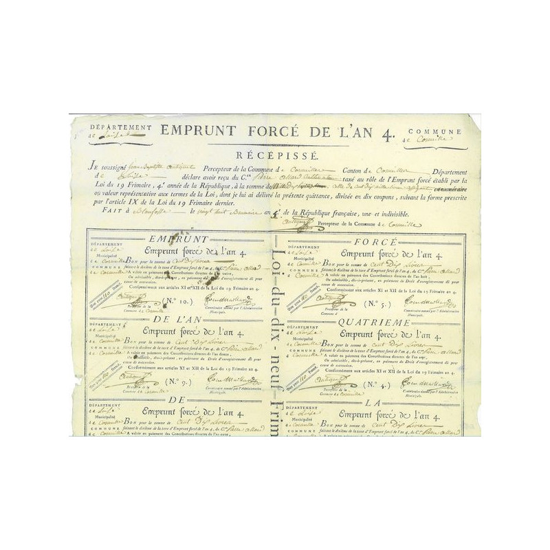 Emprunt Forcé An 4 - 1795