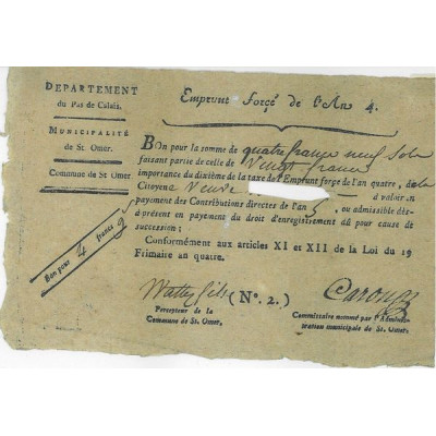 Emprunt Forcé An 4 - 1795 - Bon