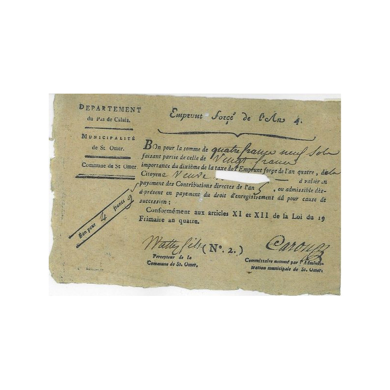 Emprunt Forcé An 4 - 1795 - Bon