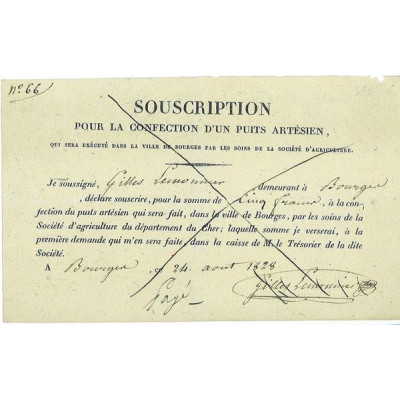 Souscription pour la Confection d'un Puits artésien