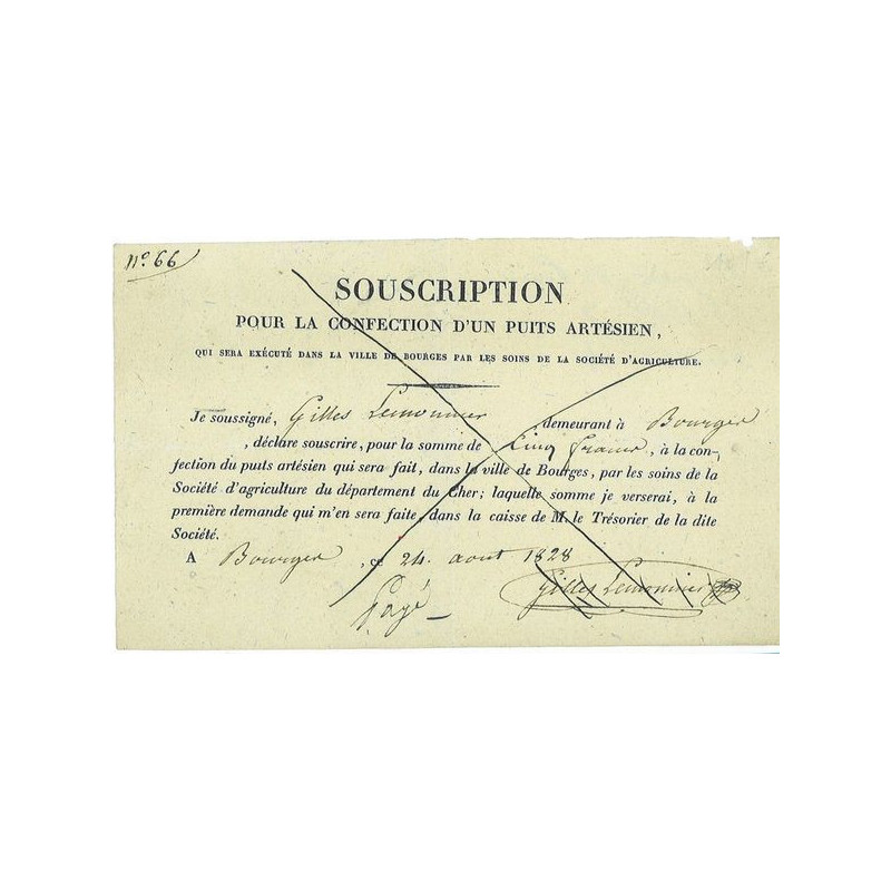 Souscription pour la Confection d'un Puits artésien