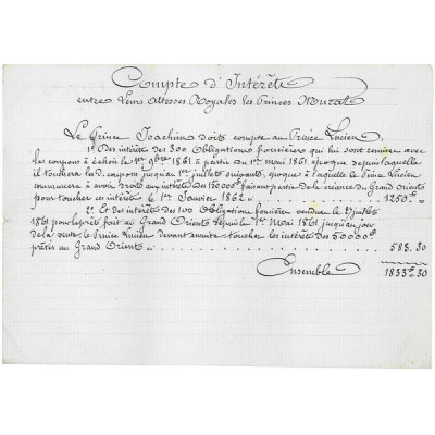 Compte d'Intérêts entre Leurs Altesses Royales les Princes Murat