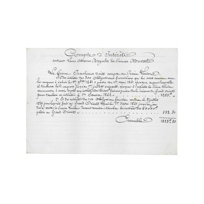 Compte d'Intérêts entre Leurs Altesses Royales les Princes Murat