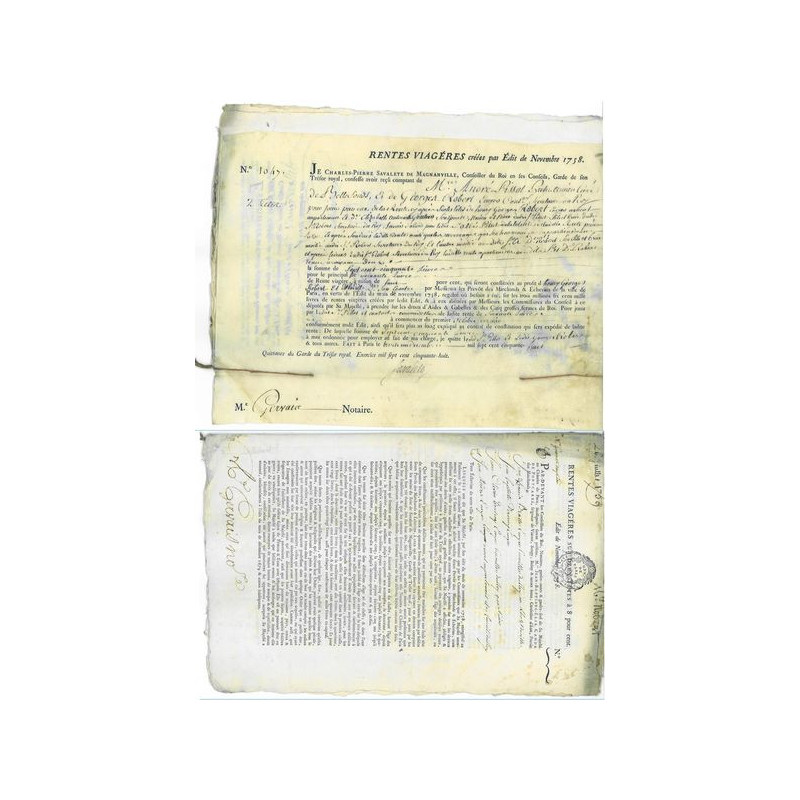 Rente Viagère créée par l'Edit de Novembre 1758