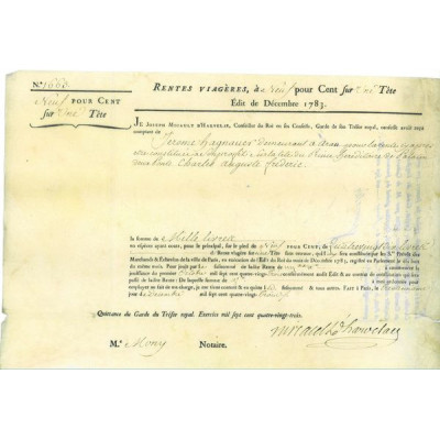 Rente sur la Tête du Prince Héréditaire de Palatin Deux Ponts - 9 %