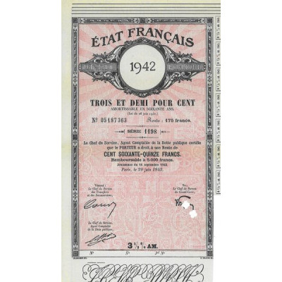 Dette Publique 1942 3.5 %