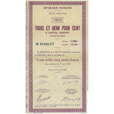 Dette Publique 1958 3.5 %