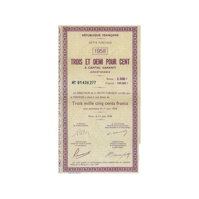 Dette Publique 1958 3.5 %