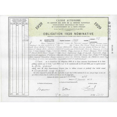 Caisse Autonome de Gestion des Bons de la Défense Nationale d'Exploitation Industrielle des Tabacs et d'Amortissement de la Dett