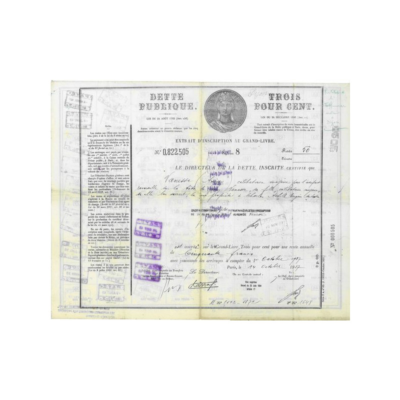 Dette Publique - Rente 3 % 1937