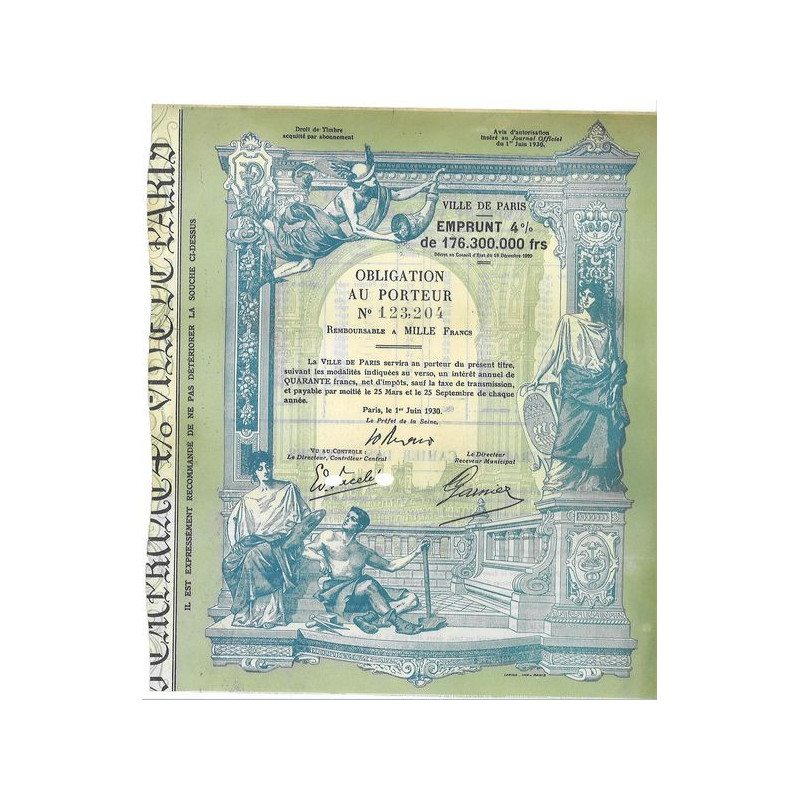 Ville de Paris Emprunt de 4 %