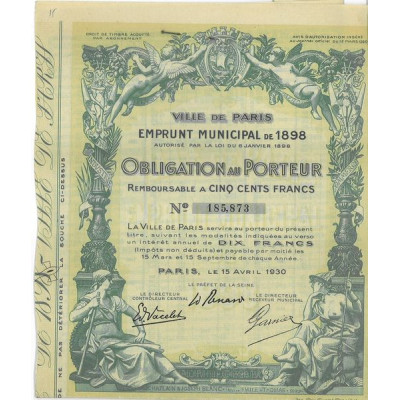 Ville de Paris Emprunt Municipal de 1898