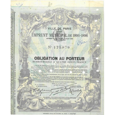 Ville de Paris Emprunt Municipal de 1894-1896