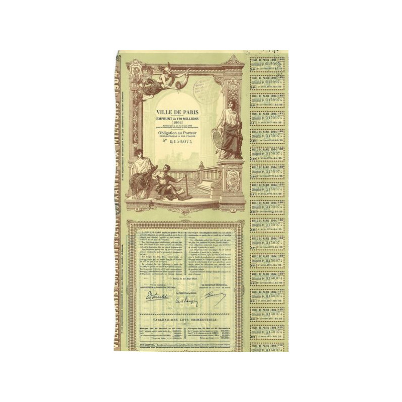 Ville de Paris Emprunt de 170 millions (1904) (Obl 500 F)