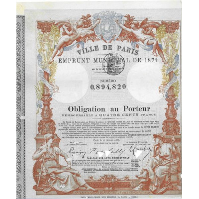 Ville de Paris Emprunt Municipal de 1871