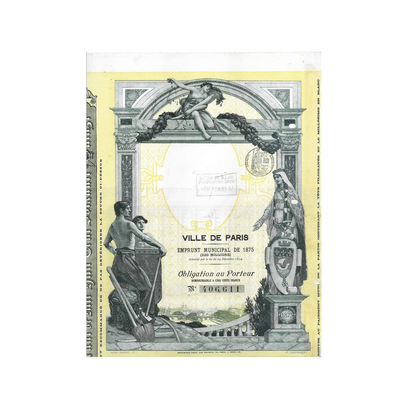 Ville de Paris Emprunt Municipal de 1875 (220 Millions)